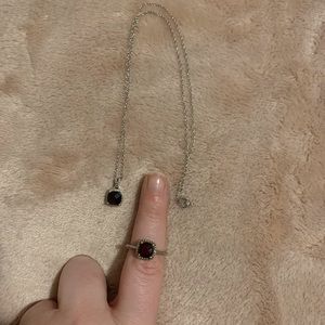 Silver and garnet set